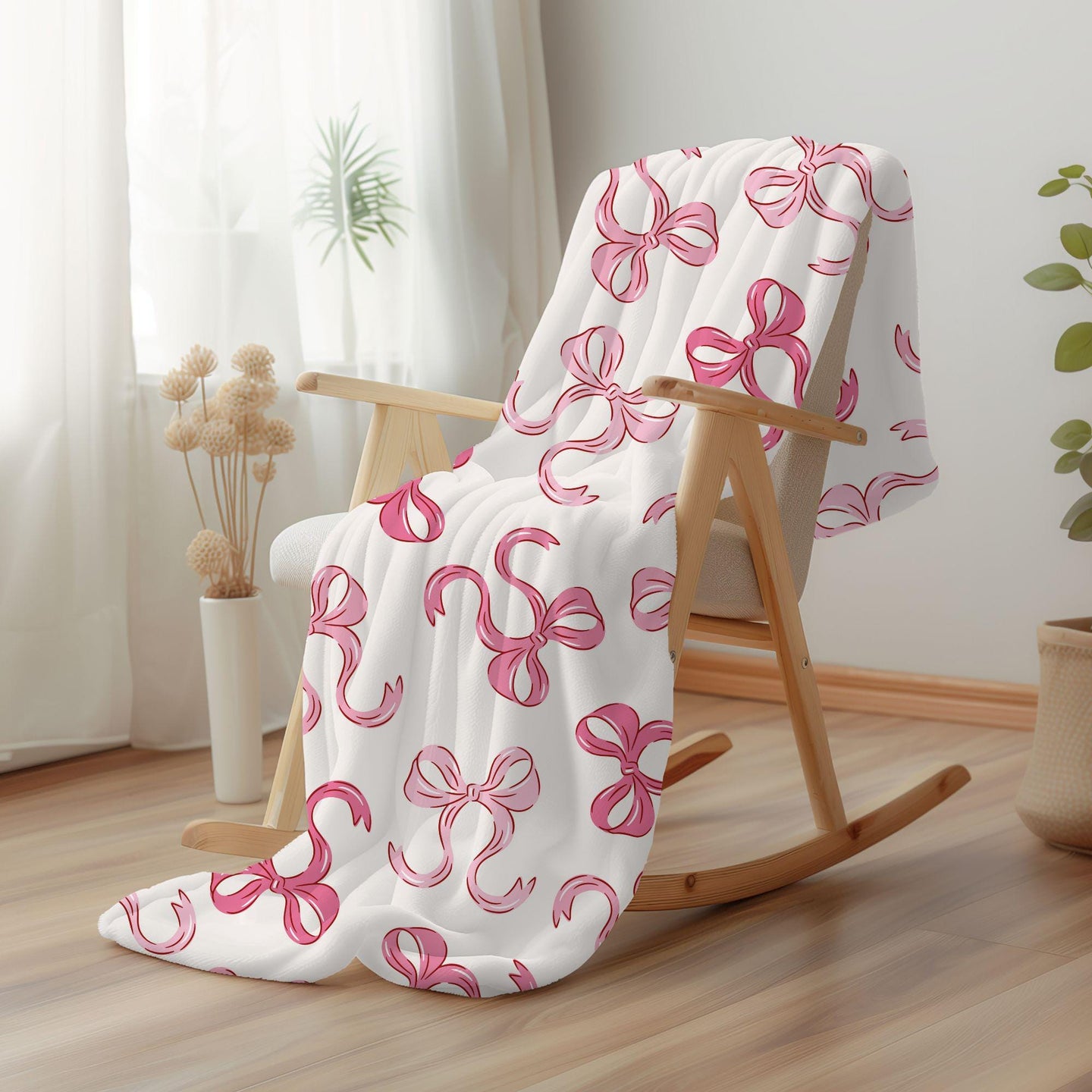 Personalized coquette pink bow Blanket, coquette room decor, preppy stuff room decor, pink bow baby blanket, bow decor